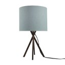 Ver imagem 2 de Abajur Base Madeira Cobre e Cúpula Tecido Linho Branco