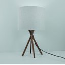 Ver imagem 4 de Abajur Base Madeira Cobre e Cúpula Tecido Linho Branco