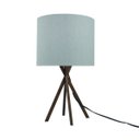 Ver imagem 1 de Abajur Base Madeira Cobre e Cúpula Tecido Linho Branco