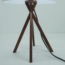 Ver imagem 3 de Abajur Base Madeira Cobre e Cúpula Tecido Linho Branco