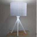 Ver imagem 3 de Abajur Base Madeira Branca e Cúpula Tecido Cinza Claro