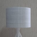 Ver imagem 4 de Abajur Base Madeira Branca e Cúpula Tecido Cinza Claro