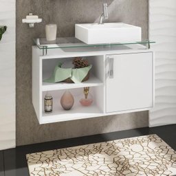Gabinete De Banheiro 100% Mdf Braga 80 Cm Sobrepor - Mgm - 1 Gabinete De Banheiro 100% Mdf Braga 80 Cm Sobrepor - Mgm - 1