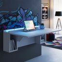 Ver imagem 1 de Escrivaninha Mesa Dobrável com Nichos com LED Neon 78,5cm Branco
