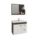 Gabinete Hortência Toucador de Banheiro C/ Cuba e Espelheira Branco e Café MGM Móveis - 4