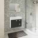 Ver imagem 1 de Gabinete Hortência Toucador de Banheiro C/ Cuba e Espelheira Preto e Branco MGM Móveis