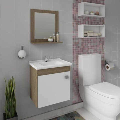 Gabinete de Banheiro 100% Mdf Iris 44 Cm com Espelho - Mgm