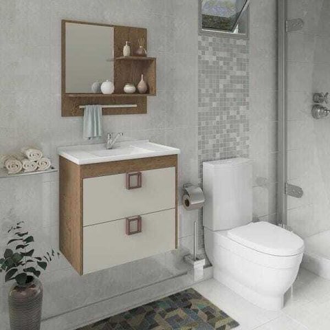 Gabinete de Banheiro 100% Mdf Lirio 59 Cm com Espelho Mgm