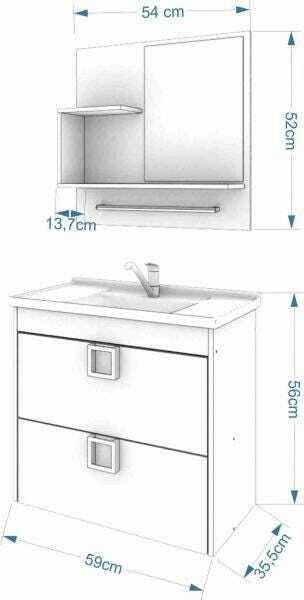Gabinete de Banheiro 100% Mdf Lirio 59 Cm com Espelho Mgm - 10