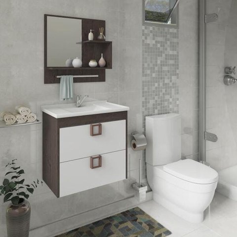 Gabinete de Banheiro 100% Mdf Lirio 59 Cm com Espelho Mgm