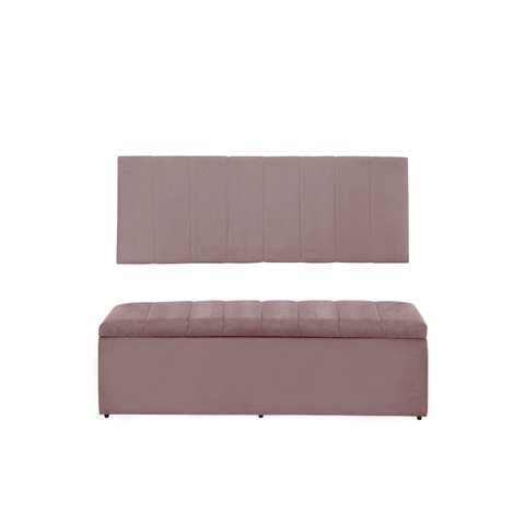 Kit Cabeceira e Calçadeira Vitoria 100 cm Suede Rosê