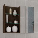 Ver imagem 2 de Armario para Banheiro com Espelho 60cm Jasmim MGM Café