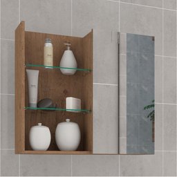 Armario Espelheira de Banheiro 80cm Jasmim MGM Amendoa - 3 Armario Espelheira de Banheiro 80cm Jasmim MGM Amendoa - 3