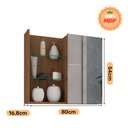 Ver imagem 6 de Armario Espelheira de Banheiro 80cm Jasmim MGM Amendoa