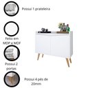 Ver imagem 3 de Buffet Aparador 2 Portas Merlin com Pés Retrô - Movelove