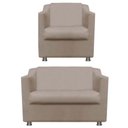 Ver imagem 1 de Namoradeira + Polt. Bia P/ Sala de Estar Consultório Clinica Hospital Recepção Suede Bege -Decor Eli