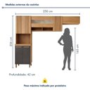 Ver imagem 3 de Cozinha Completa Modulada 3 Peças 8 Portas Detalhes Fresados Cristal Cinza/Cinamomo/Grafite