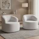Ver imagem 3 de Kit 02 Poltronas Giratória Orgânica para Sala de Estar Living Helena L02 Facto Branco - Lyam Decor