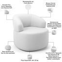 Ver imagem 4 de Kit 02 Poltronas Giratória Orgânica para Sala de Estar Living Helena L02 Facto Branco - Lyam Decor