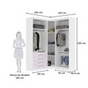 Ver imagem 4 de Guarda Roupas Modulado de Canto Diagonal 3 Peças com 5 Portas e 4 Gavetas Alpes Luciane Móveis