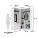 Ver imagem 4 de Guarda Roupas Modulado de Canto Diagonal 3 Peças com 5 Portas e 4 Gavetas Alpes Luciane Móveis