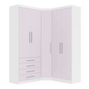 Ver imagem 3 de Guarda Roupas Modulado de Canto Diagonal 3 Peças com 5 Portas e 4 Gavetas Alpes Luciane Móveis