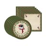 Kit Sousplat + Guardanapo Natal Boneco Neve/borda Verde - 6 Peças - sem Base - 1