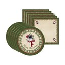 Ver imagem 1 de Kit Sousplat + Guardanapo Natal Boneco Neve/borda Verde - 6 Peças - sem Base