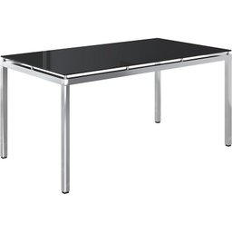Mesa Com Tampo De Vidro 0328 - Móveis Carraro - Cromado / Preto - 1