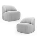 Ver imagem 1 de Kit 02 Poltronas Decorativas Kaya Orgânica Bouclê Cinza Claro - Desk Design
