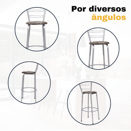 Kit 2 Banquetas para Balcão Flórida Prata Bistrô Ilhas Cozinha Gourmet Bares - 5