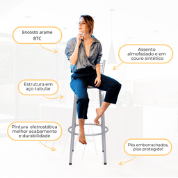Kit 2 Banquetas para Balcão Flórida Prata Bistrô Ilhas Cozinha Gourmet Bares - 4