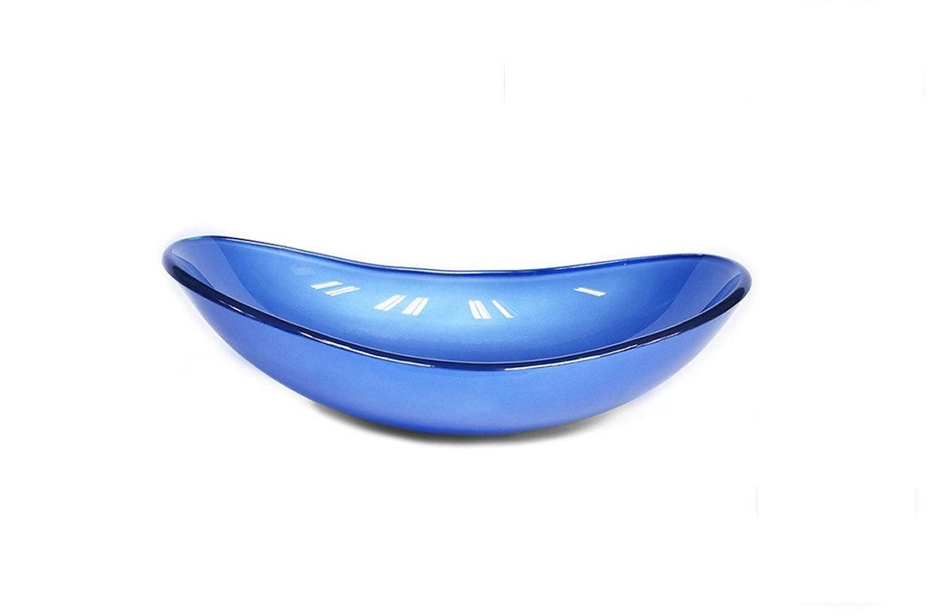 CUBA DE VIDRO OVAL 47CM AZUL ESCURO - 1
