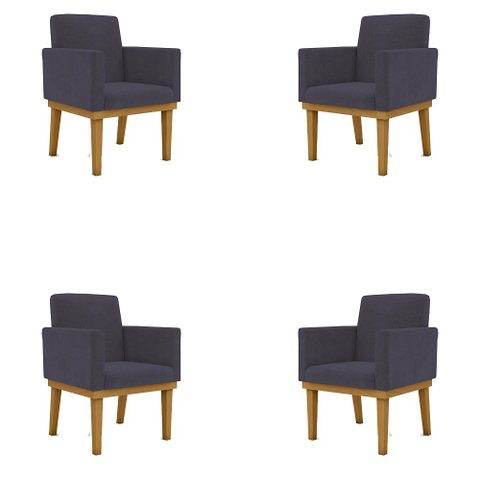 Kit 04 Poltronas Decorativa Reforçada Oferta Mesa Cozinha Cor:Cinza