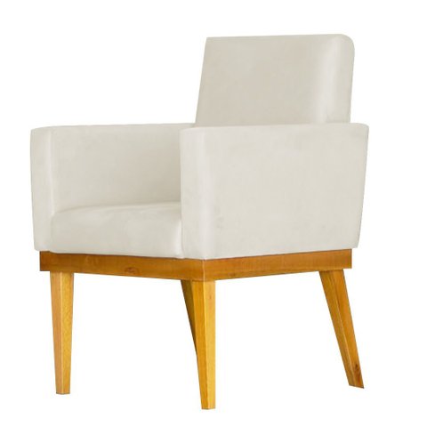 Poltrona Decorativa para Sala Bella Base Madeira Maciça Veludo Divini Decor:bege
