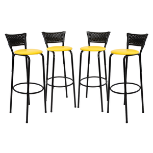 Kit 4 Cadeiras Alta 80cm para Balcão Ilha Bancada Área Gourmet Bar Piscina Banqueta Itagold