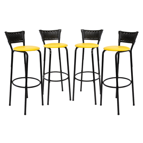 Kit 4 Cadeiras Alta 80cm para Balcão Ilha Bancada Área Gourmet Bar Piscina Banqueta Itagold