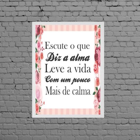 Quadro Leve A Vida Com Mais Calma 33x24cm - com vidro:Madeira branca