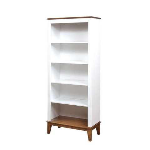 Estante England 4 Prateleiras Cor Branco com Base Amendoa 180cm - 61921