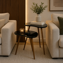 Ver imagem 1 de Conjunto de Mesa Lateral Pé Palito Feijão Preta
