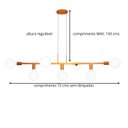 Ver imagem 4 de Lustre  de Teto Pendente Jabuticaba Rubis 7 Lâmpadas Mesa de Jantar e área Gourmet Cor Dourado