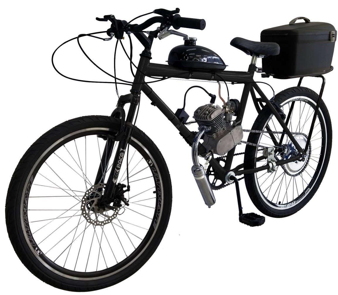 Bicicleta Motorizada80Cc Mtb Freio A Disco/Suspensão - Baú Cargo - 'Preto' - 2