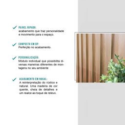 Bancada Ilha Cozinha Modulada 120cm X 100cm C/ Painel Ripado Cor:nogal - 3