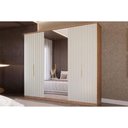 Ver imagem 1 de Guarda Roupa Casal 6 Portas ( 2 C/ Espelho) e 6 Gavetas La Belle Cinamomo/off White - Panan