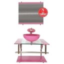 Ver imagem 2 de Gabinete de Vidro 60cm para Banheiro Estônia-Rosa