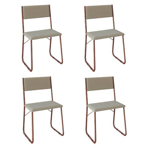Kit 4 Cadeiras Angra Estofadas para Mesa Sala de Jantar Cozinha Conforto - Cobre-Bege