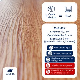 Piso Vinílico Autocolante Régua Amadeirado por M² Aroeira Tubrax - 2