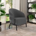 Ver imagem 2 de Kit 2 Poltronas Decorativa Sala de Estar Kenya Pés em Ferro Veludo Preto/grafite G33 - Gran Belo