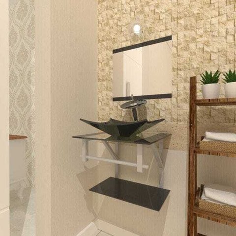 Gabinete de Vidro 45cm para banheiro Bielorrússia-Preto