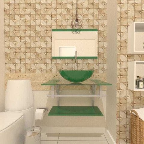 Gabinete de Vidro 60cm para Banheiro Estônia Verde